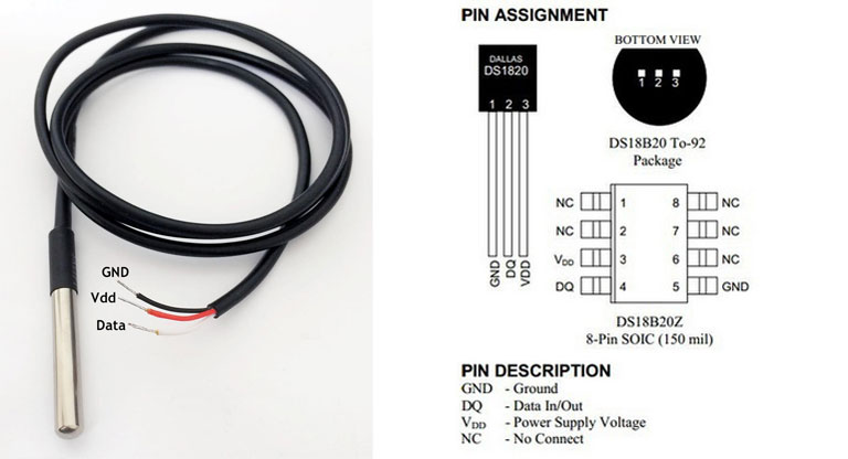 cam bien nhiet do do am probe ds18b20